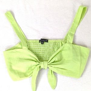 Neon green tie crop top